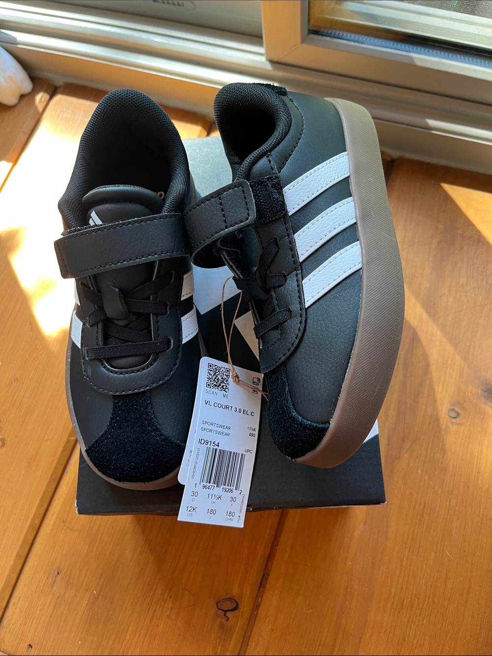 adidas Kids Black & White VL Court 3.0 Casual Sneakers